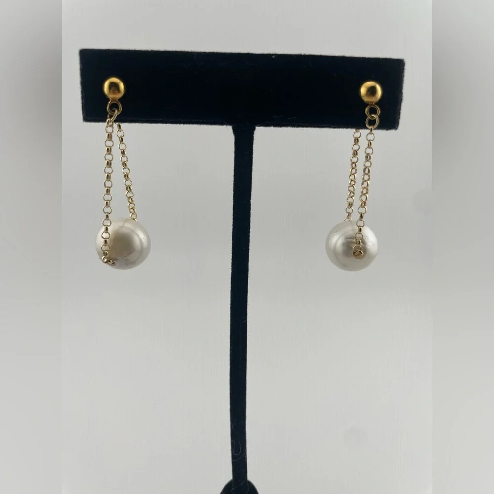 Rare 12mm South Sea Pearl Drops | Solid 18K Gold | Palawan Origin